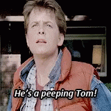 He's A Peeping Tom Michael J Fox GIF