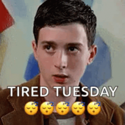 Head Shake Tired Tuesday GIF