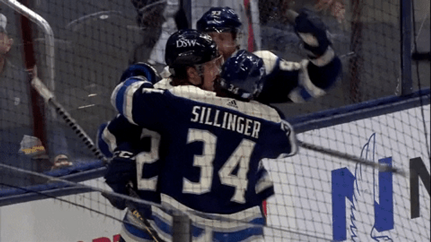 Head Tap Blue Jackets Hockey GIF