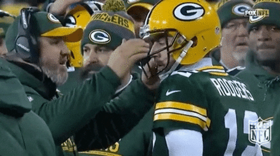 Head Tap Green Bay Packers Aaron Rodgers Coach GIF