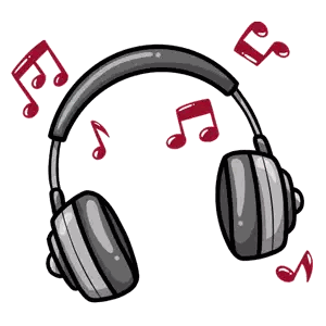 Headphones Surrounded by Music Notes