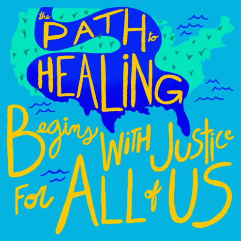 Healing Begins With Justice for All Blue Poster