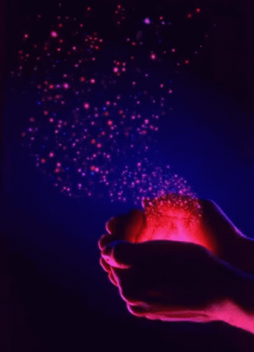 Healing Vibes Hands With Glitters Floating Away GIF