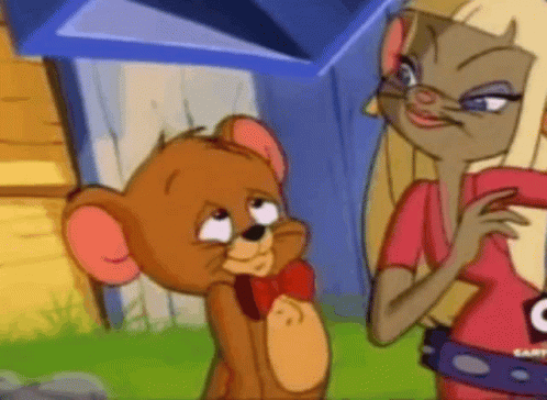 Heart Beating Jerry The Mouse With Girl GIF
