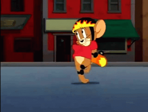 Heart Beating Jerry The Mouse With Helmet GIF