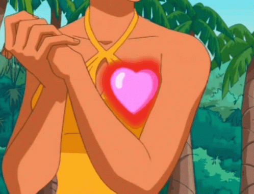 Heart Beating Cartoon Girl GIF