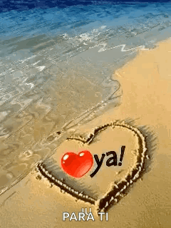 Heart Drawn in Sand Saying Ya