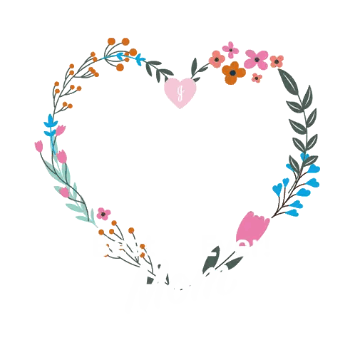 Heart Frame with J and Flowers