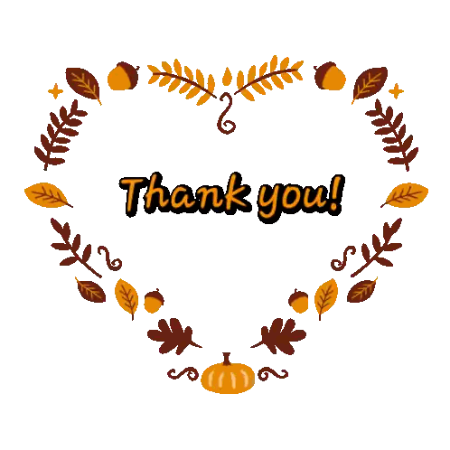 Heart Frame with Leaves Acorns Pumpkins Thank You