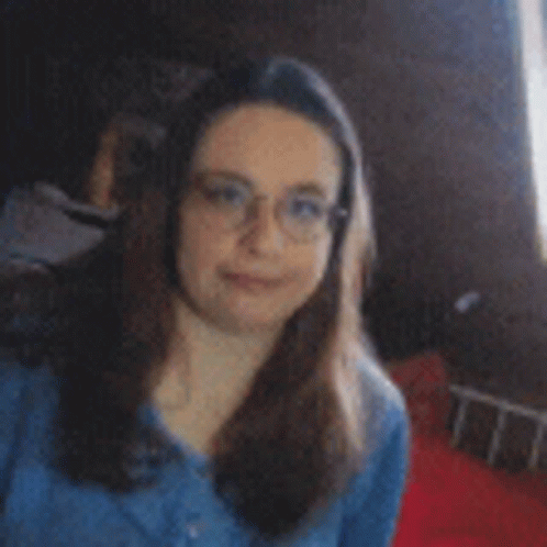 Woman In Blue Wearing Eyeglasses Heart Hands GIF