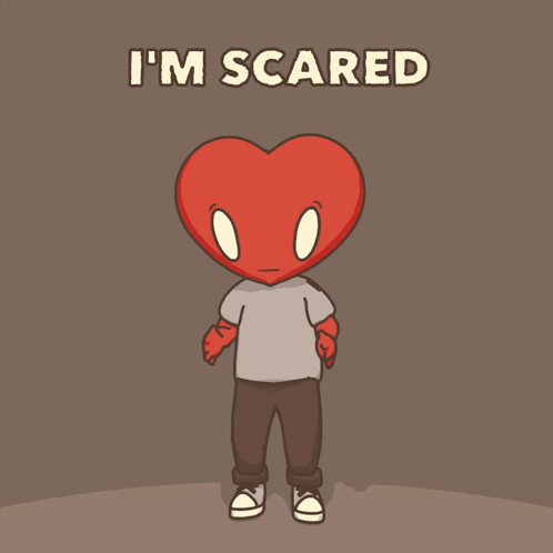 Heart Head Cartoon Saying Im Scared