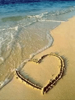 Heart In Sand At Beach GIF