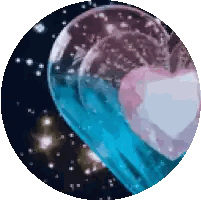Heart Inside Circle with Blue and Purple Background