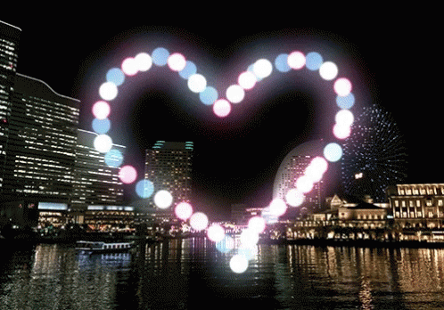 Heart Made Of Lights In City At Night GIF