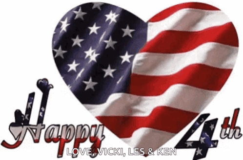 Heart Shaped American Flag Happy 4th