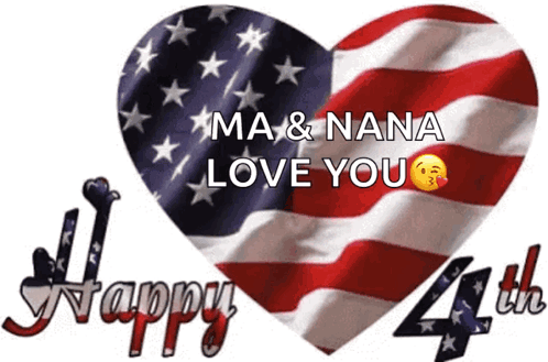 Heart Shaped American Flag Ma & Nana Love You