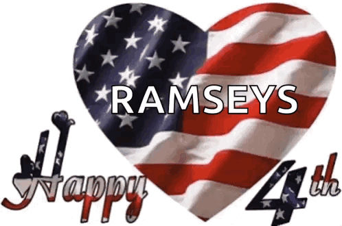 Heart Shaped American Flag Saying Ramseys Happy 4th