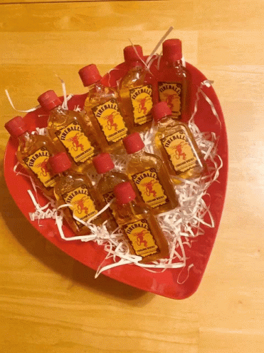 Heart Shaped Bowl Filled With Fireball Whiskey