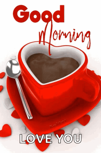 Heart Shaped Coffee Cup Good Morning Love GIF