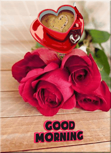 Heart-Shaped Coffee Surrounded by Roses