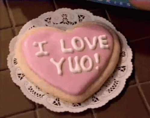 Heart Shaped Cookie Saying I Love Yuo