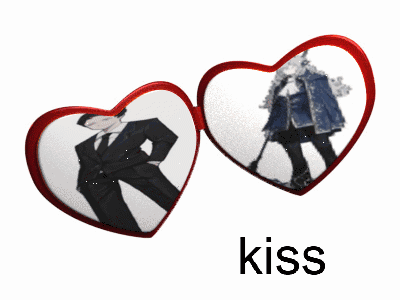 Heart Shaped Glasses Man in Suit Kiss