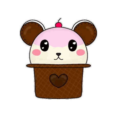 Heart-Shaped Ice Cream Cone with Bear