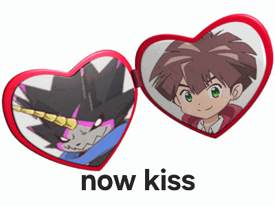 Heart-Shaped Mirror Boy Monster Now Kiss GIF