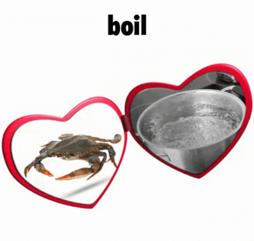 Heart Shaped Mirror With Crab Saying Boil