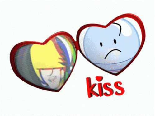 Heart Shaped Mirror With Sad Face Kiss GIF