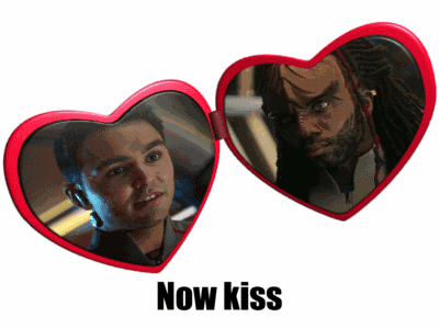 Heart Shaped Mirror With Two Men And Now Kiss