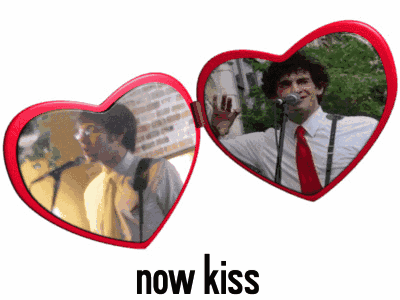 Heart Shaped Mirrors Saying Now Kiss