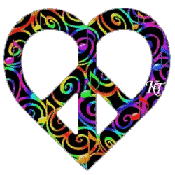 Heart-Shaped Peace Sign With Rainbow Pattern