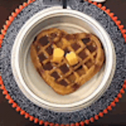 Heart Shaped Waffle With Syrup GIF