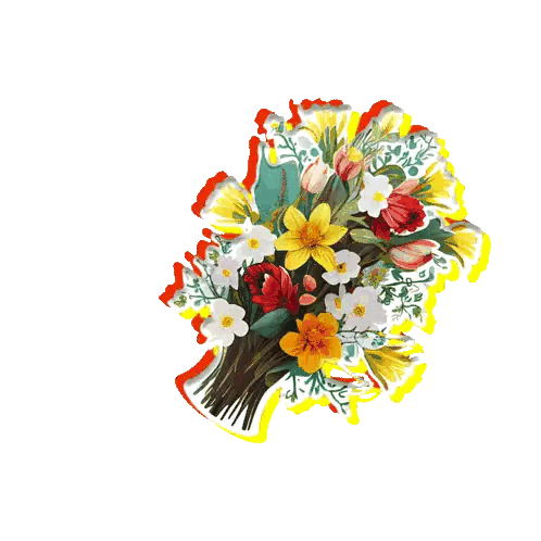 Heart With Bouquet Saying Love You