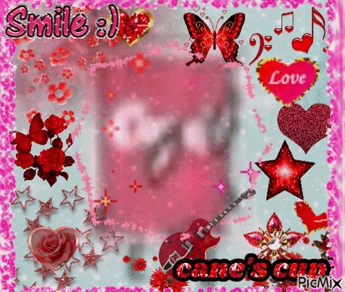 Hearts and Flowers Collage with Smile and Love