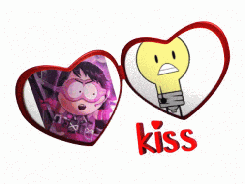 Hearts With Cartoon Characters Kiss