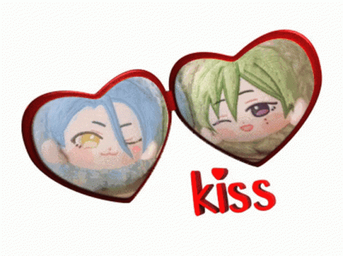 Hearts With Kiss Text GIF