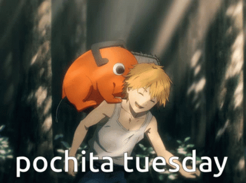 Heartwarming Chainsaw Man Pochita Back Riding Denji GIF