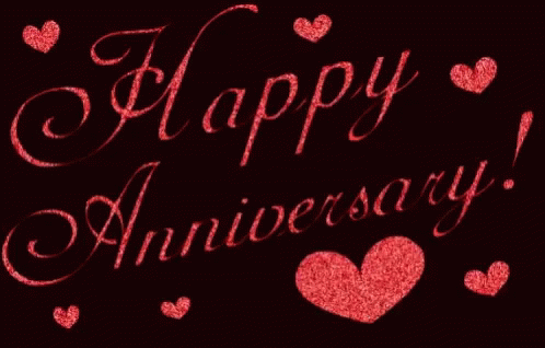 Hearty Glitter Happy Anniversary GIF