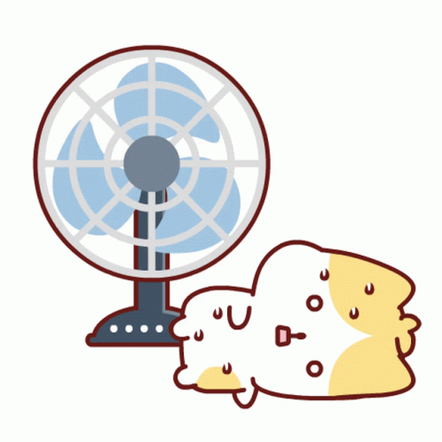 Heat Electric Fan And Cute Cat GIF