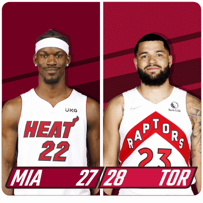 Heat Player and Raptors Player Pose for Photo