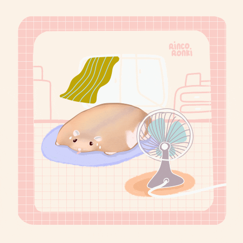 Heat Wave Chubby Cartoon Rat Relaxing GIF