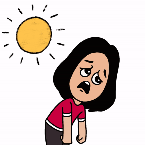 Heat Wave Exhausted Lady Cartoon GIF