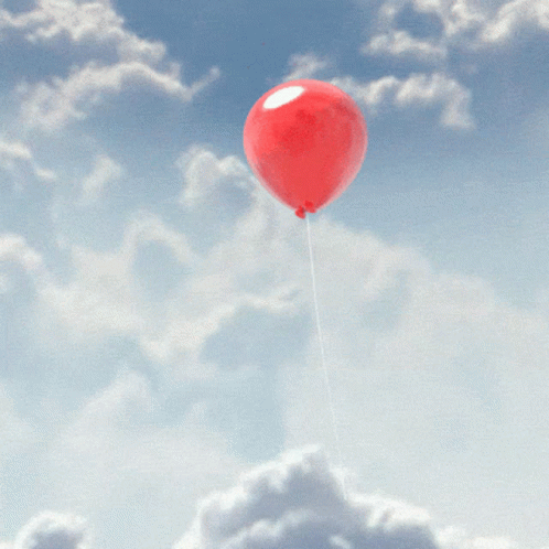 Red Balloon Flying In Heaven GIF