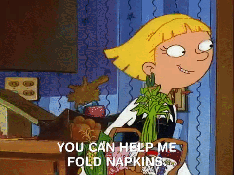 Helga Pataki Daddy Help Folded Napkins GIF