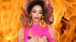Alyssa Edwards Hell Fire Background Rupaul's Dragrace GIF
