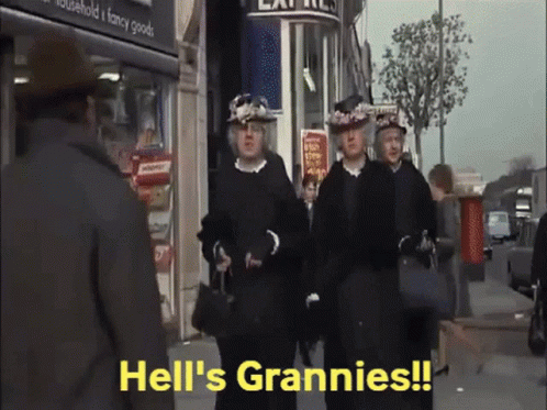 Hell Grannies Monty Python Run Away GIF