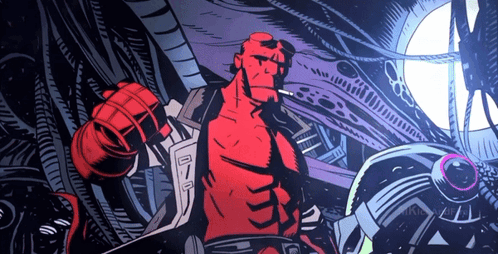 Hellboy Smoking Cigarette Wearing Glasses