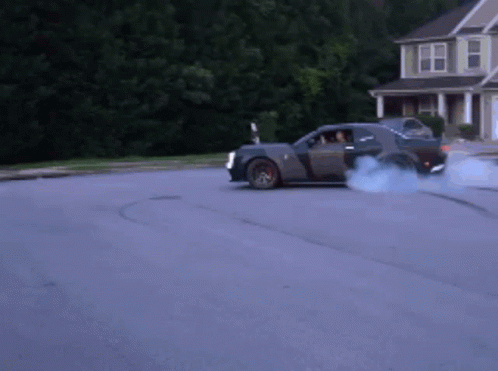 Hellcat Sports Car Drifting Smoke GIF